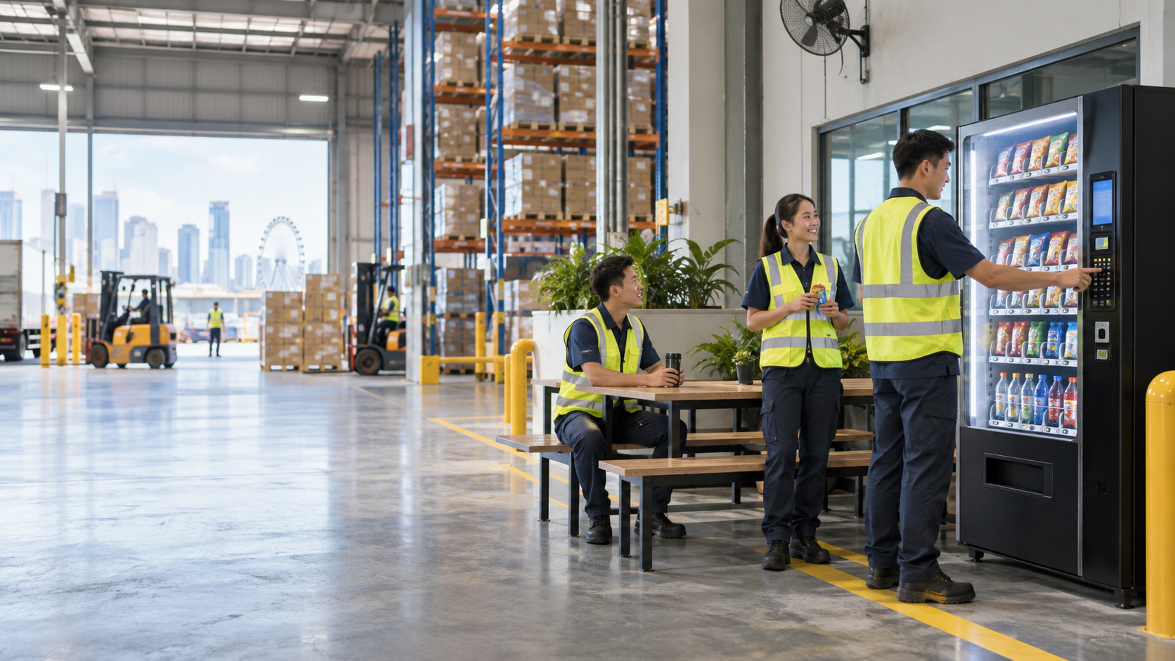 Vending machine serving a warehouse and logistics environment